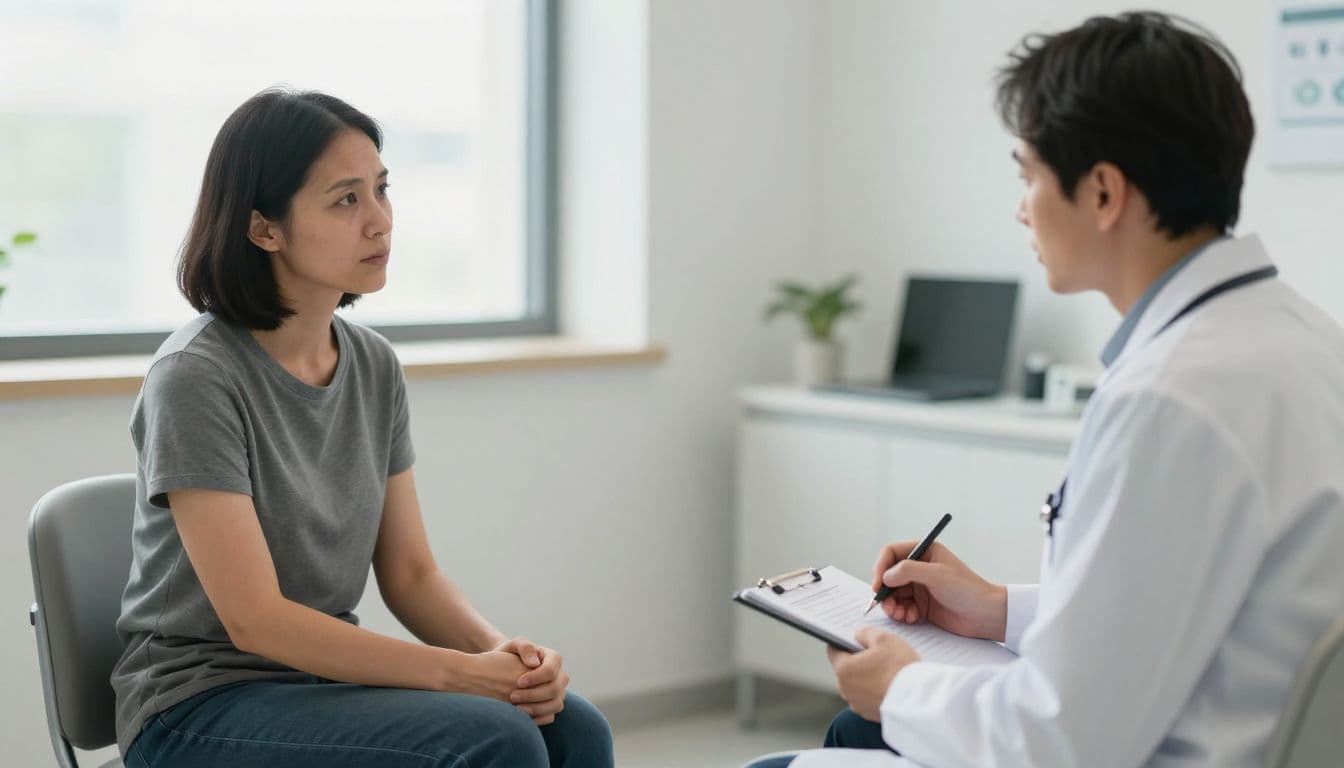 A doctor taking notes while discussing cognitive decline signs with a patient