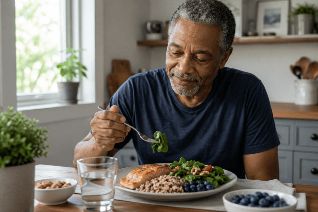 Brain-Healthy Habits: Eat in a way your brain can use: The pattern matters more than one "superfood"